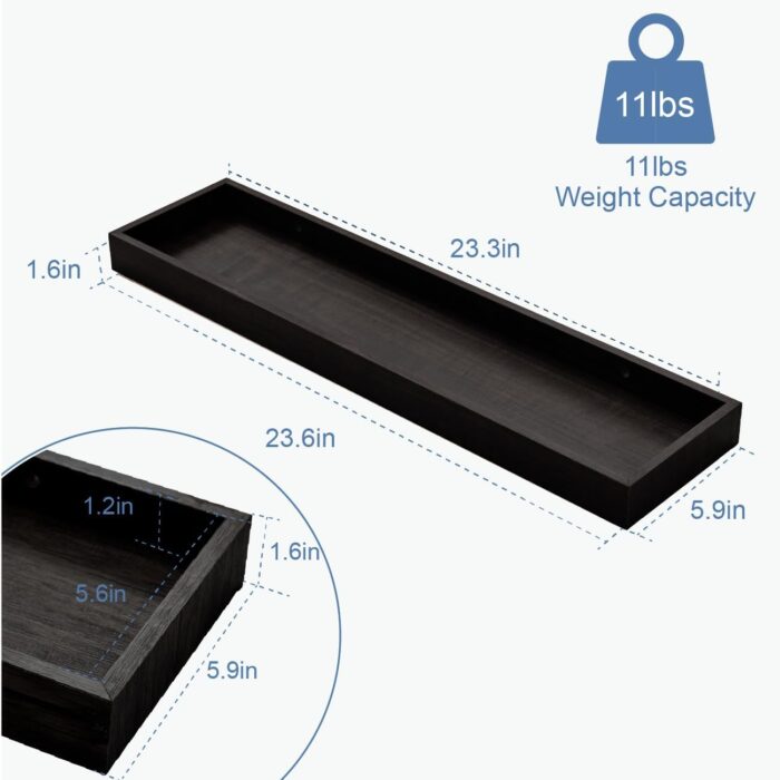 Floating Shelves with Edge for Wall, Wooden Wall Shelves for Bedroom Living Room Kitchen, Modern and Rustic Bathroom Shelves, Decor Floating Shelf for Storage - Image 10