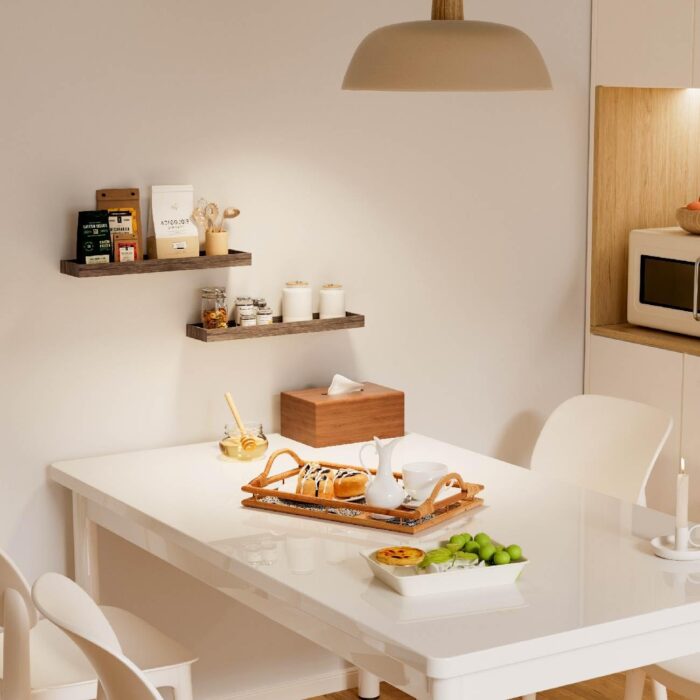 Floating Shelves with Edge for Wall, Wooden Wall Shelves for Bedroom Living Room Kitchen, Modern and Rustic Bathroom Shelves, Decor Floating Shelf for Storage - Image 6