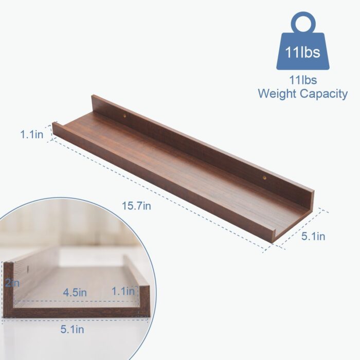 6 Pack Floating Shelves Picture Ledge, Modern Wall Shelves Decor Wood Storage Shelves for Bedroom, Living Room,Bathroom Shelves, Kitchen, Hanging Shelves for Room - Image 4