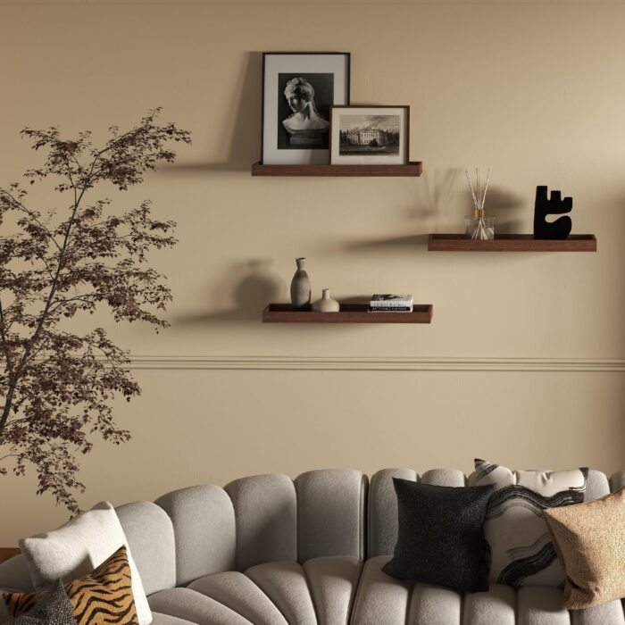 Floating Shelves with Edge for Wall, Wooden Wall Shelves for Bedroom Living Room Kitchen, Modern and Rustic Bathroom Shelves, Decor Floating Shelf for Storage - Image 4