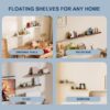 Floating Shelves with Edge for Wall, Wooden Wall Shelves for Bedroom Living Room Kitchen, Modern and Rustic Bathroom Shelves, Decor Floating Shelf for Storage - Image 7