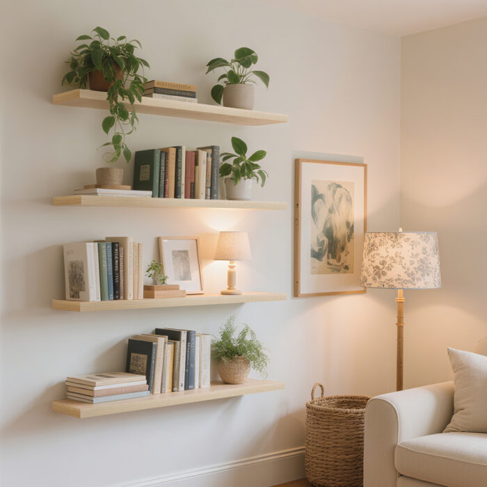 Floating Shelves for Wall, Bathroom Shelves Over Toilet, Book Shelves, Modern Wooden Mounted Floating Shelves - Image 6