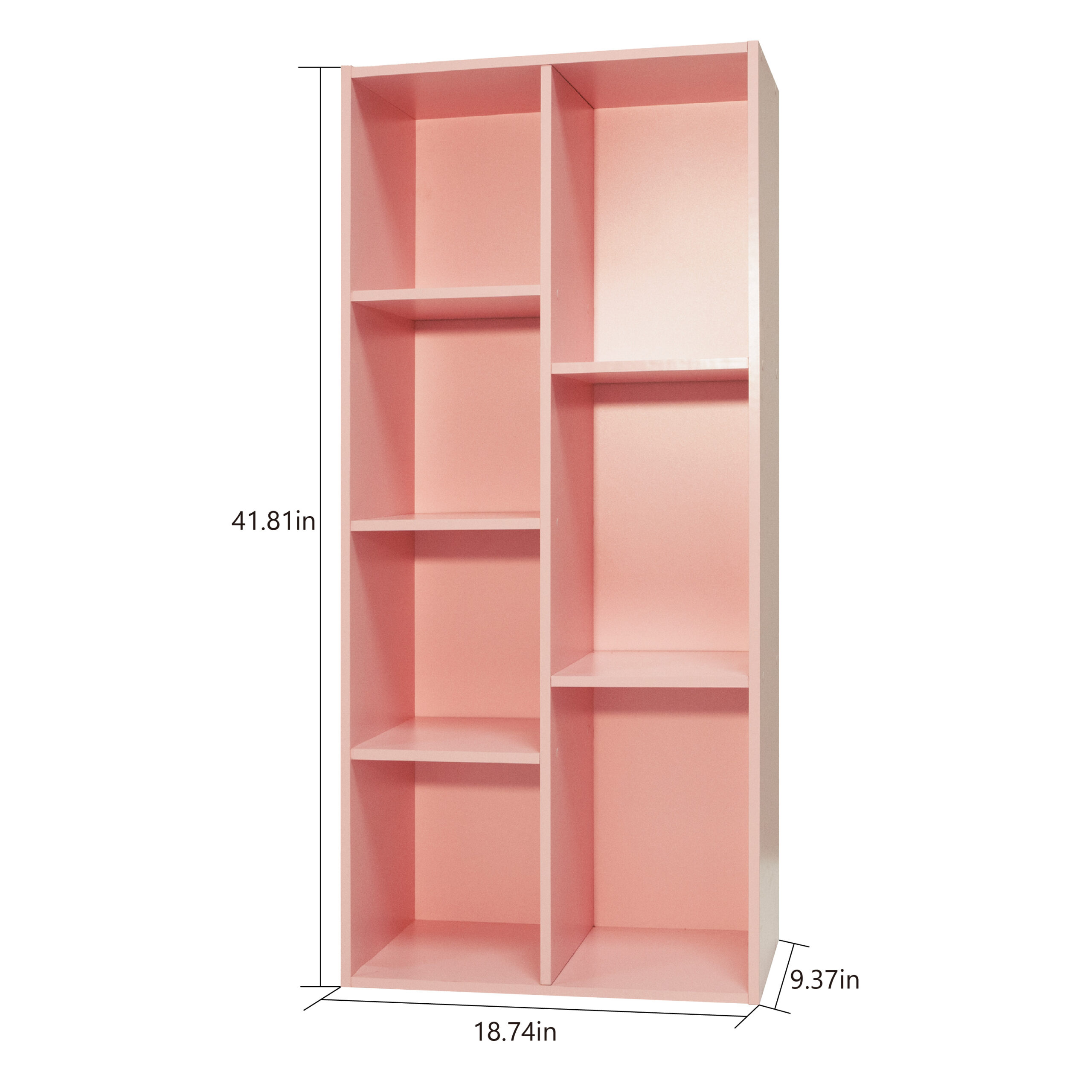 Mifurn 7-Cube Reversible Open Shelf Bookcase, Storage Organizer, Pink - Image 1