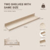 Mifurn 24'' Wood Floating Shelves for Wall Picture Ledge Shelves, Set of 2, Oak - Image 3