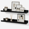 Mifurn 24'' Wood Floating Shelves for Wall Picture Ledge Shelves, Set of 2, Black