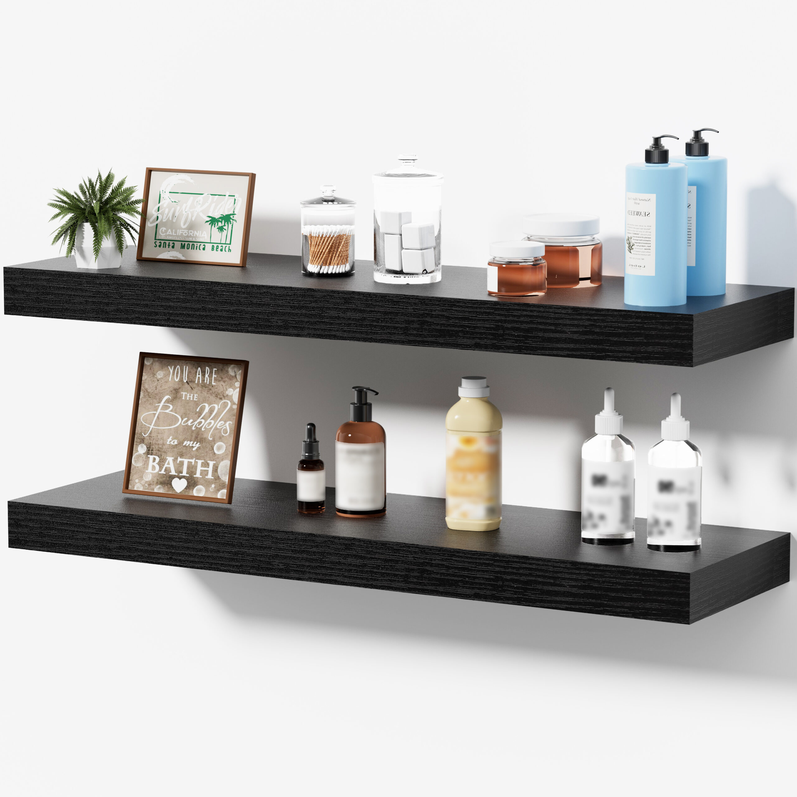 首图 Mifurn 23.6'' Floating Shelves for Wall, Set of 2, Black - Image 1