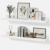Mifurn 24'' Wood Floating Shelves for Wall Picture Ledge Shelves, Set of 2, White