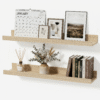 Mifurn 24'' Wood Floating Shelves for Wall Picture Ledge Shelves, Set of 2, Oak