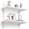Mifurn 2-Tier Floating Shelves for Wall, 18.9" Adjustable Wall Track Wood Shelves, White