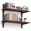 Mifurn 2-Tier Floating Shelves for Wall, 23.6" Adjustable Wall Track Wood Shelves, Rustic Brown