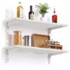 Mifurn 2-Tier Floating Shelves for Wall, 23.6" Adjustable Wall Track Wood Shelves, White