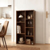 Mifurn 7-Cube Storage Organizer, Cube Bookcase with Closed Back Panel, Open Shelf Bookshelf for Bedroom Living Room Office, Walnut