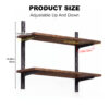 Mifurn 2-Tier Floating Shelves for Wall, 23.6" Adjustable Wall Track Wood Shelves, Rustic Brown - Image 2