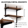 Mifurn 2-Tier Floating Shelves for Wall, 23.6" Adjustable Wall Track Wood Shelves, Rustic Brown - Image 4