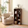 Mifurn 7-Cube Storage Organizer, Cube Bookcase with Closed Back Panel, Open Shelf Bookshelf for Bedroom Living Room Office, Walnut - Image 6