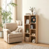 Mifurn 7-Cube Storage Organizer, Cube Bookcase with Closed Back Panel, Open Shelf Bookshelf for Bedroom Living Room Office, Oak - Image 2