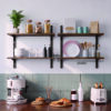 Mifurn 2-Tier Floating Shelves for Wall, 23.6" Adjustable Wall Track Wood Shelves, Rustic Brown - Image 8