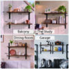 Mifurn 2-Tier Floating Shelves for Wall, 23.6" Adjustable Wall Track Wood Shelves, Rustic Brown - Image 9