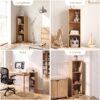 Mifurn 3 Cube Storage Organizer, Oak 3-Tier Bookshelf with Closed Back Panel, Wooden Bookcase for Living Room Bedroom Office Oak - Image 3