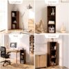 Mifurn 3 Cube Storage Organizer, Walnut 3-Tier Bookshelf with Closed Back Panel, Wooden Bookcase for Living Room Bedroom Office Walnut - Image 2