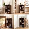 Mifurn 5-Cube Storage Organizer, Open Shelf Multipurpose Bookcase with Closed Back Panel, Wooden Bookshelf for Bedroom Living Room Office, Walnut - Image 3