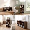 Mifurn 7-Cube Storage Organizer, Cube Bookcase with Closed Back Panel, Open Shelf Bookshelf for Bedroom Living Room Office, Walnut - Image 2