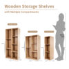 Mifurn 3 Cube Storage Organizer, Oak 3-Tier Bookshelf with Closed Back Panel, Wooden Bookcase for Living Room Bedroom Office Oak - Image 2