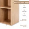 Mifurn 3 Cube Storage Organizer, Oak 3-Tier Bookshelf with Closed Back Panel, Wooden Bookcase for Living Room Bedroom Office Oak - Image 4