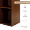 Mifurn 5-Cube Storage Organizer, Open Shelf Multipurpose Bookcase with Closed Back Panel, Wooden Bookshelf for Bedroom Living Room Office, Walnut - Image 4